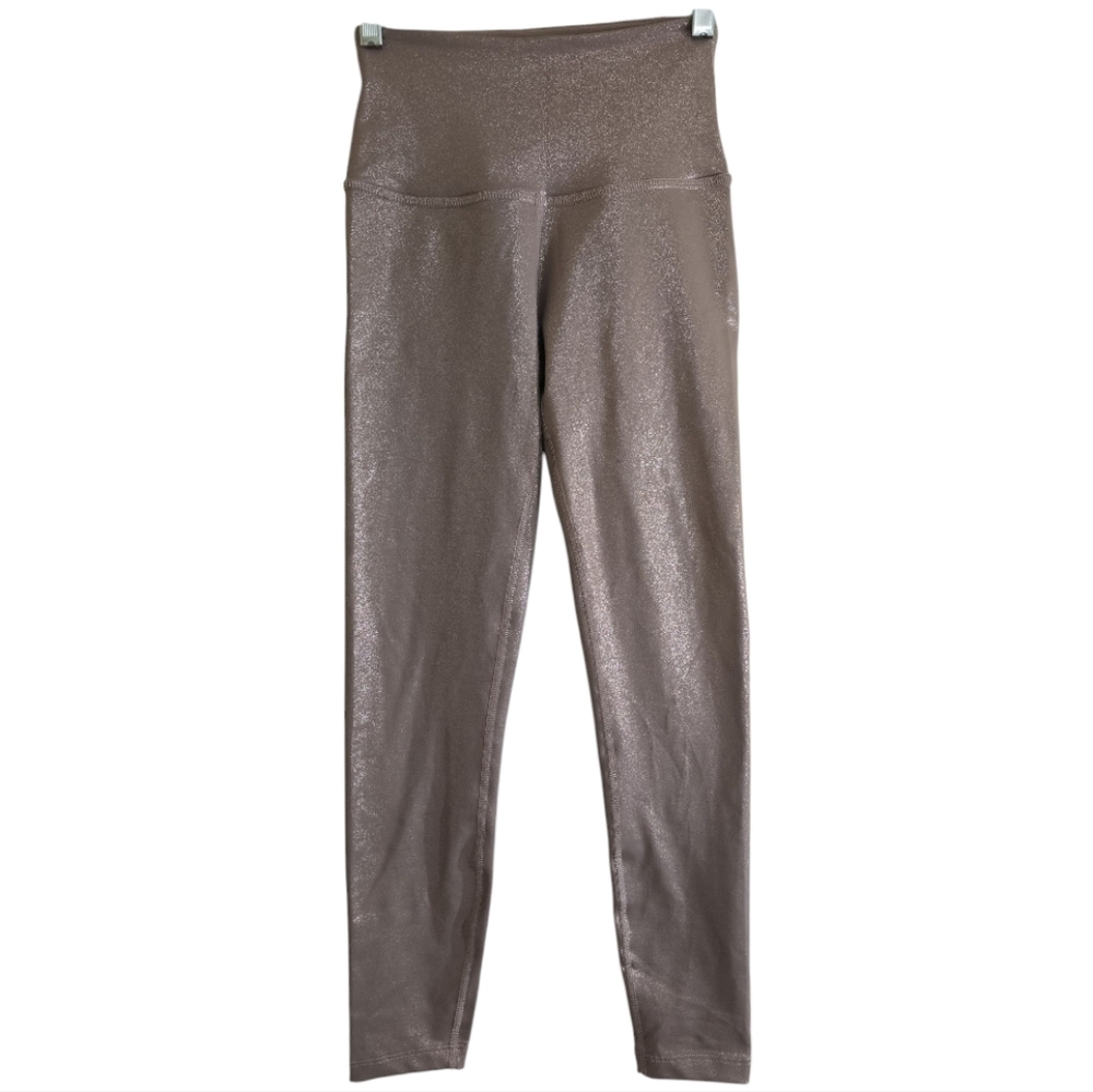 Beyond Yoga Shimmer Twinkle High-Waisted Leggings XS Mocha Rose Gold